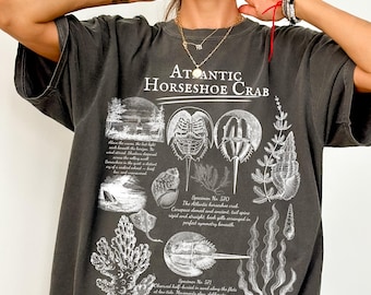Atlantic Horseshoe Crab Comfort Colors Shirt, Nature Academia Shirt, Marine Biology Elegance Tshirt Printed Horseshoe Crab, Aesthetic Gift