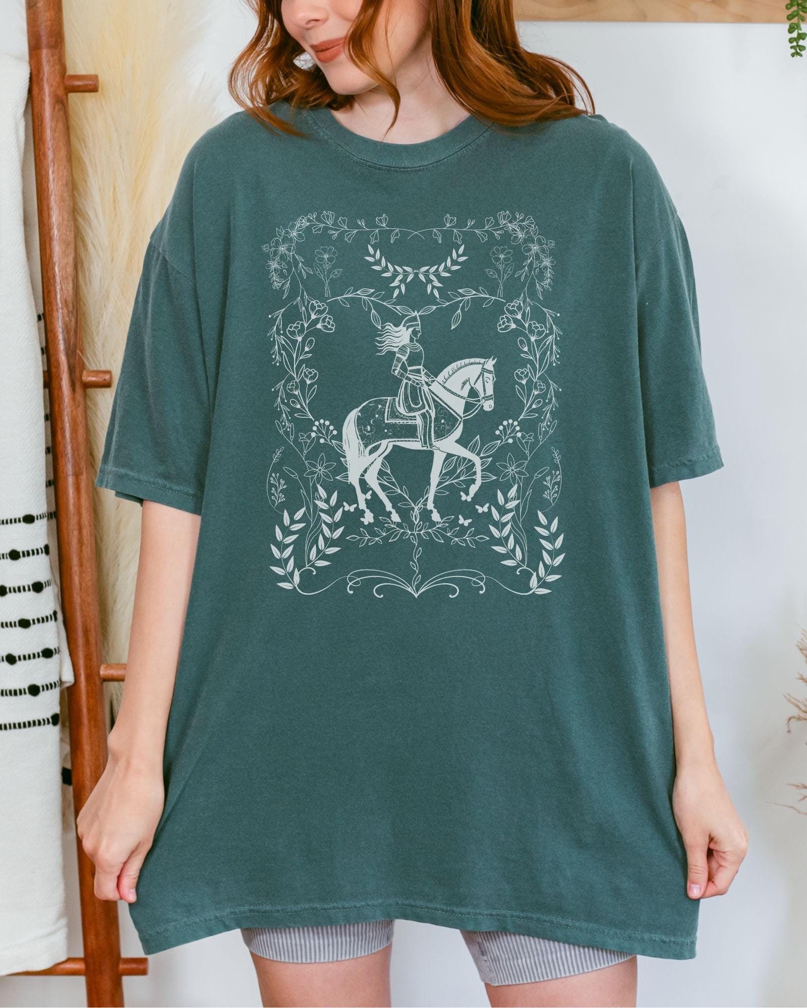 Knightcore Comfort Colors shirt | Female Floral Knight | Minimalistic Goth shirt | Gift for her | Medieval tshirt | plus size tee 3x 4x