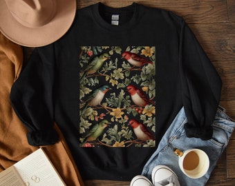 Retro birds pattern | birding cottagecore aesthetics sweatshirt | birdwatcher present forestcore | forestcore clothes | fairy  aesthetics