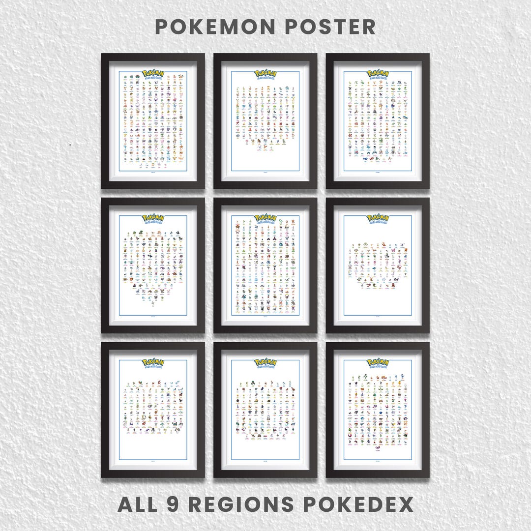 ポケモン図鑑 全9地域 PDFポスター - Etsy 日本