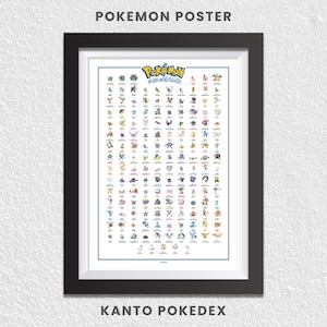 Kanto pokedex poster - Etsy 日本
