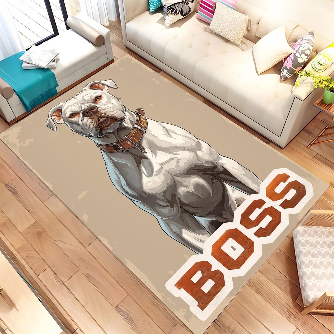 Dog Rugs Custom Pitbull Design Rug, Dog Rug, Animal Rug, Gift for Dog, Pet Paw, Custom ...