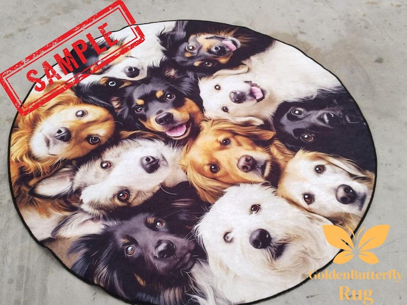 Dog Rug, Animal Rug, Pet Paw Rug, Dogs Design Rug, Cute Animal, Round Rug, Area Rug, Popular Rug, Non Slip Rug, Soft Rug, Cool Animals image 9
