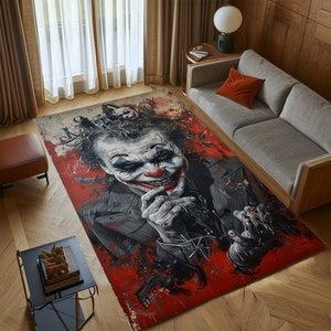 Alfombra Joker, Alfombra con patrón de Joker, Alfombra fantástica, Alfombra moderna, Alfombra de salón, Regalo para ella, Alfombra decorativa, Alfombra de regalo, Alfombra genial, Decoración del hogar