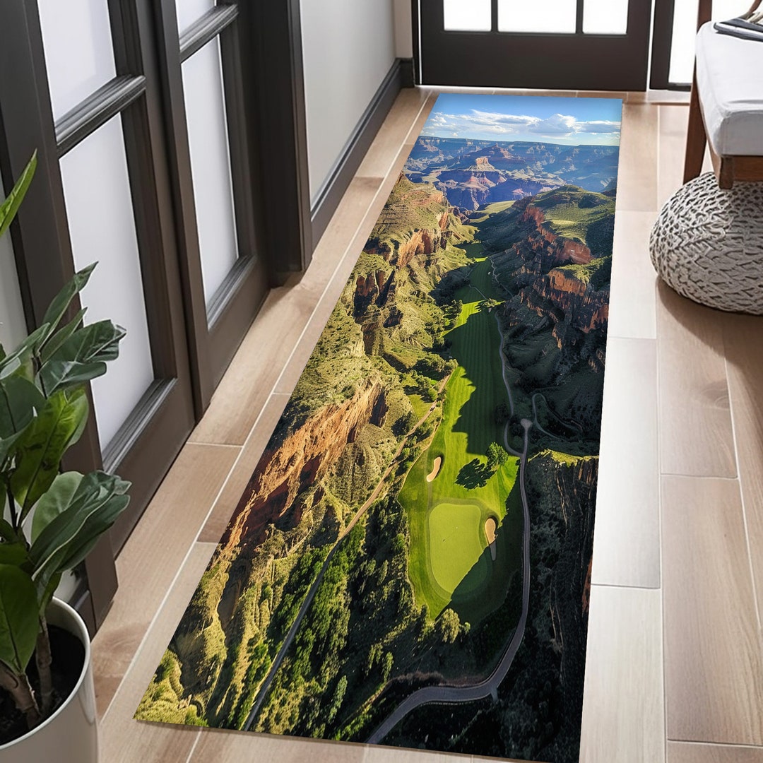 Nature Design Rug, Mountain Rug, Stream Rug, 3D Runner Rug, Gift Runner ...