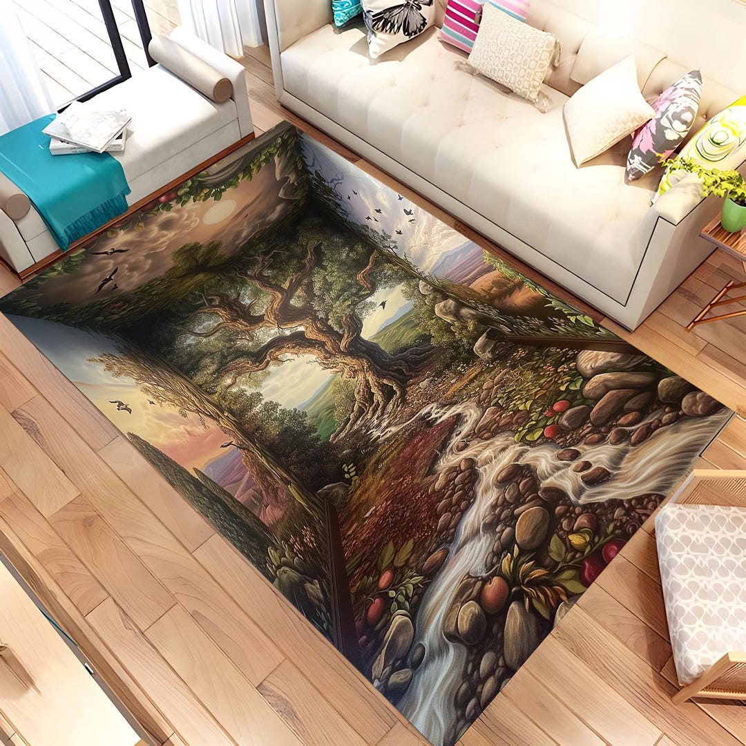 3D Rug, Optical Illusion Rug, Tree of Life Rug, Colorful Rug, Tree Rug ...