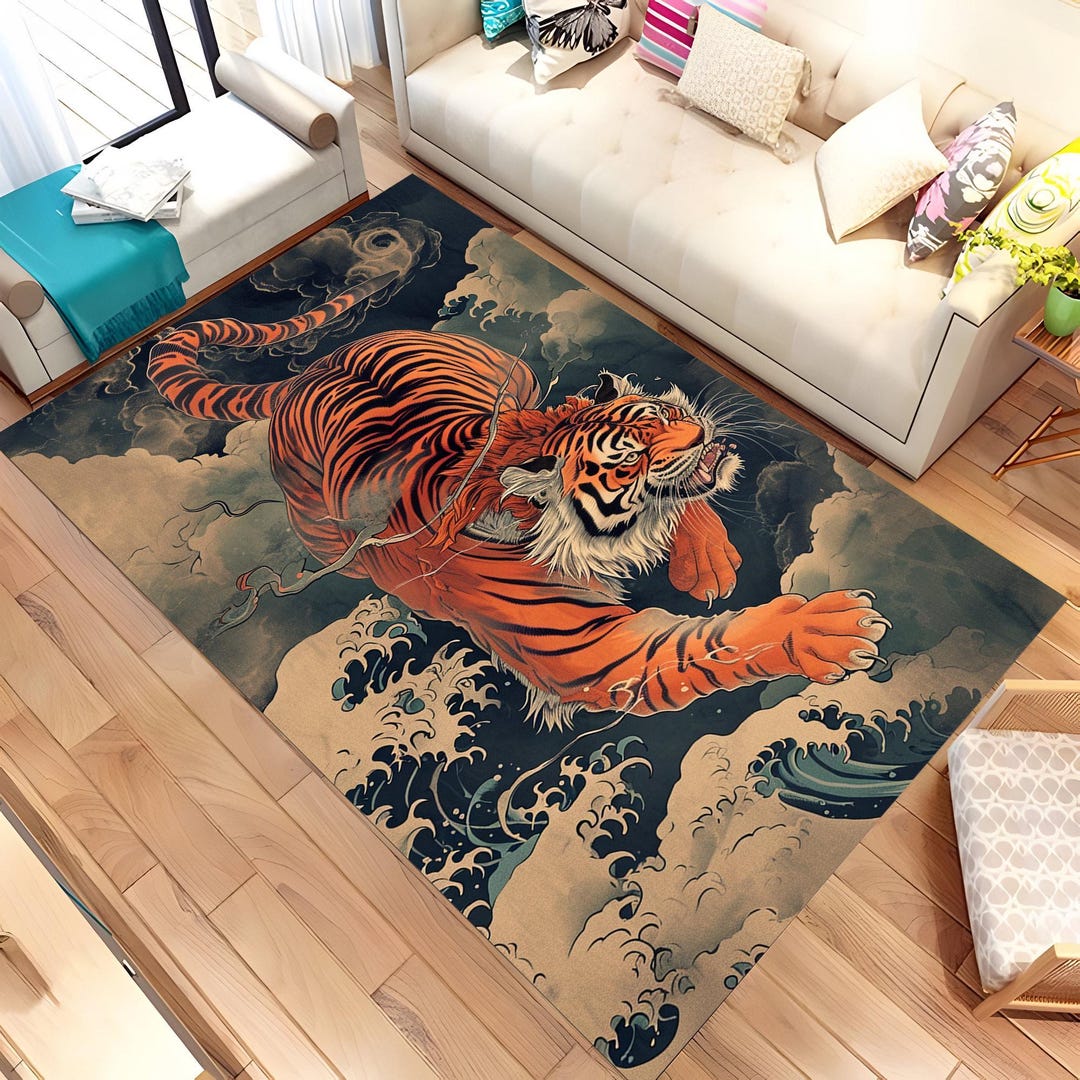 Tiger Rug, Tattoo Tiger Rug, Tattoo Design, Tiger Design Rug, Animal ...