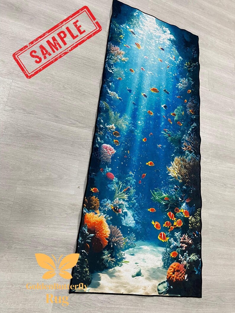 Ocean Rug, Fish Rug, Tropical Fish Rug, Underwater Fish View Rugs, Gift Runner Rug, Hallway Rug, Decor Long Rug, Modern Rug, Home Decor image 6