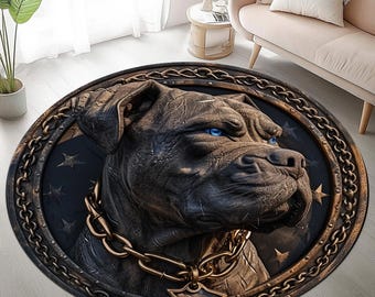 Pitbull Design Rug, Dog Rug, Animal Rug, Gift For Dog, Pet Paw, Round Rug, Area Rug, Popular Rug, Non Slip Rug, Soft Rug, Cool Rug
