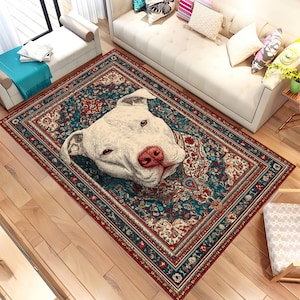 Pitbull Rug, Pitbull Design Rug, Dog Rug, Gift For Dog, Pet Paw, Animal Rug, Living Room Rug, Goth Decor, Personalized Gift, Area Rug
