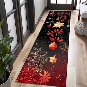 Camino de mesa navideño, alfombra navideña, alfombra navideña, alfombra navideña, alfombra decorativa navideña, alfombra navideña para pasillo, corredor, alfombra de área