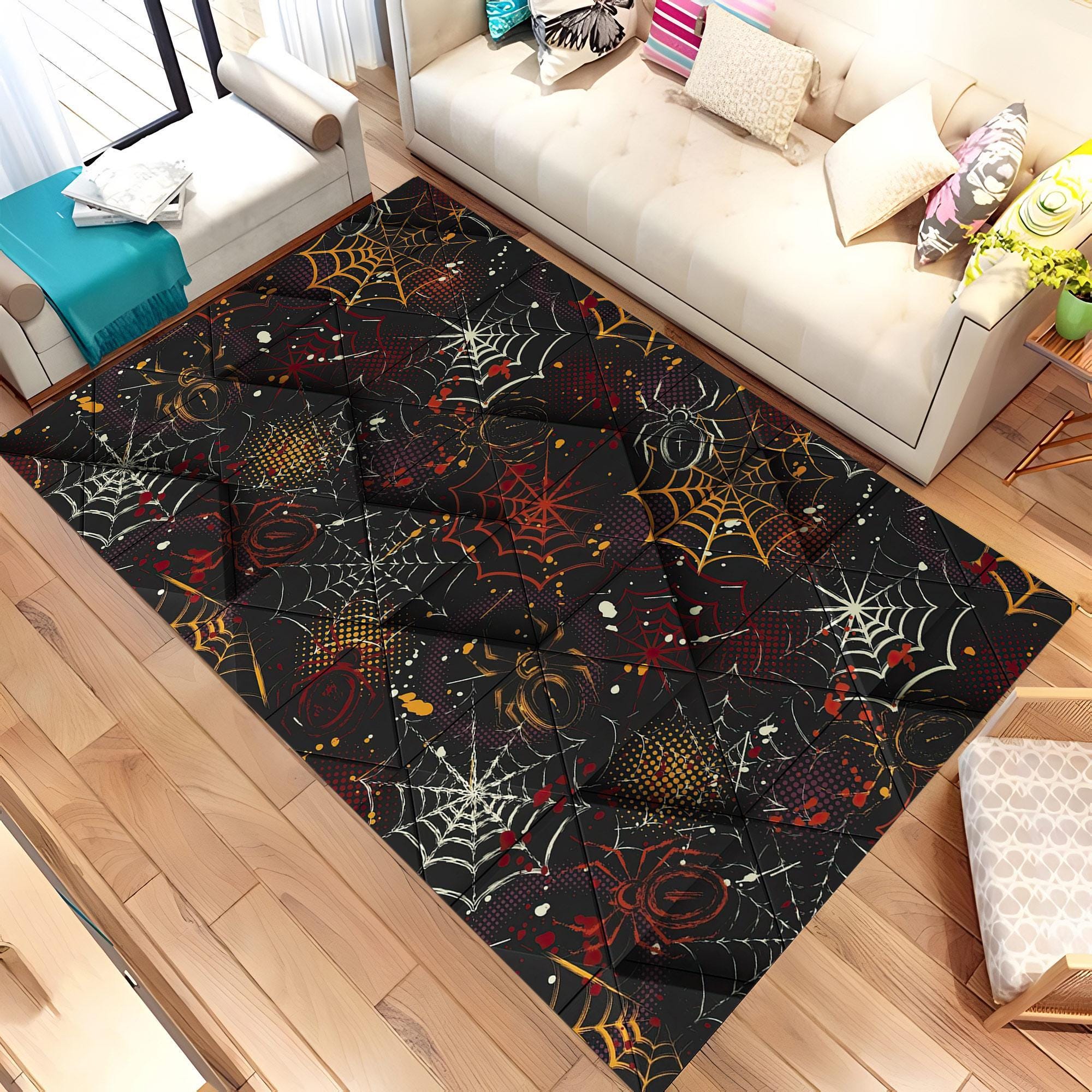 Spider Web Rug, Web Rug, Spider Design Rug, Colorful Rug, Spider Web ...