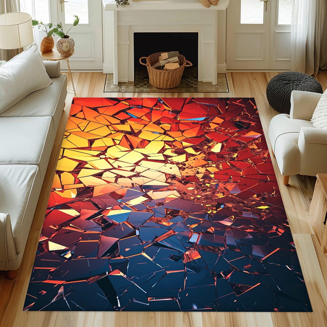 Colorful Rug, Crack Design Rug, 3D Rug, Illusion Rug, Living Room Rug ...