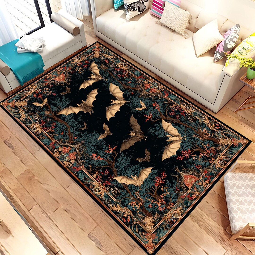 Bat Rug, Gothic Rug for Bat Decor, Gothic Rug for Goth Room Decor ...