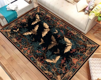 Bat Rug, Gothic Rug For Bat Decor, Gothic Rug For Goth Room Decor, Living Room Rug, Goth Decor, Decor Rug, Personalized Gift, Area Rug