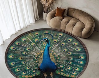 Peacock Rug, Peacock Pattern, 3D Rug, Colorful Rug, Animal Rug, Living Room Rug, Gift For She, Decor Rug, Gift Rug, Cool Rug