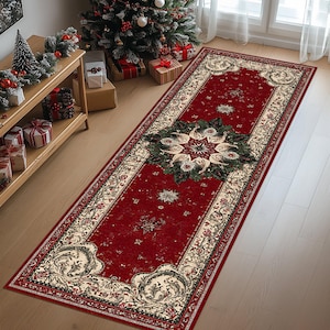 Christmas Runner, Christmas Rug, Christmas Area Rug, Christmas Carpet, Christmas Decoration Rug, Xmas Hallway Rug, Runner, Area Rug