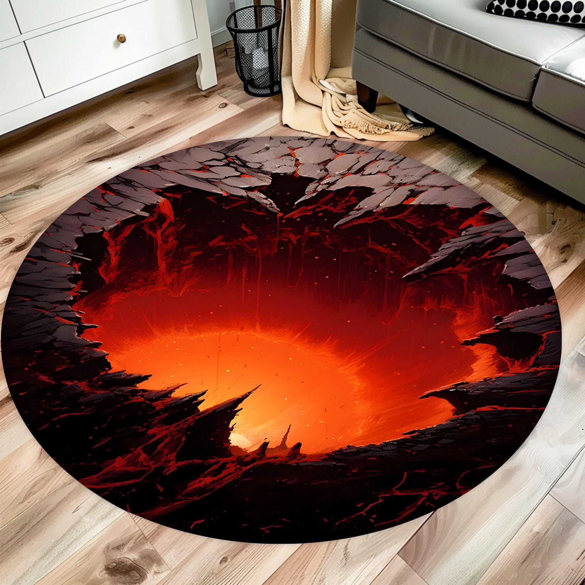 れにゃLAVA RUG ラバラグ 3D Rug, Huge Crack Rug, Lava Rug, Deep Hole Rug, Optical Illusion