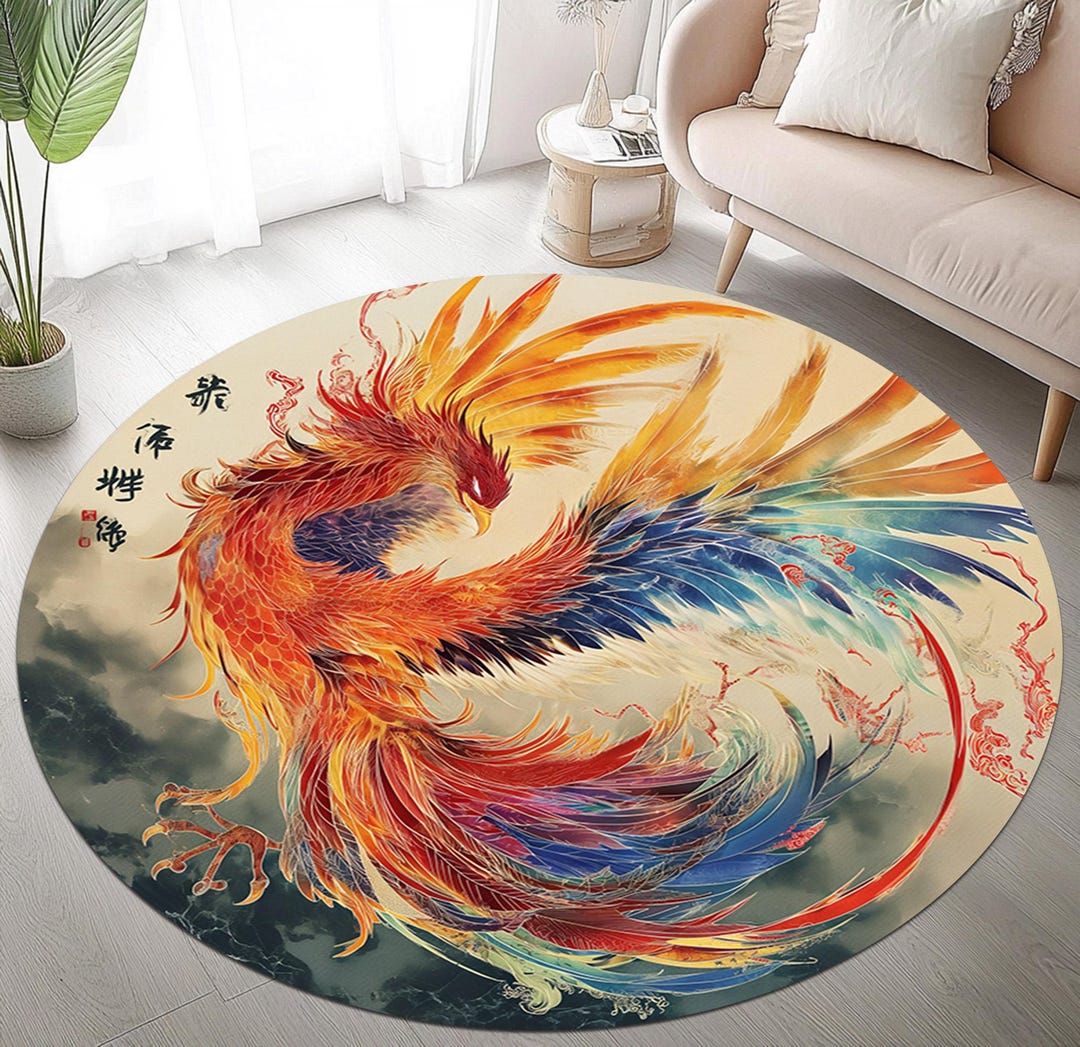 Phoenix Rug, Phoenix Bird Rug, Fantastic Rug, Firebird Rug, Living Room ...
