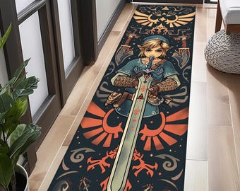 Zelda Legend Rug, Zelda Runner Rug, Runner Design Rug, Gaming Area Rug, Zelda Game Rug, Creative Zelda Rug, Modern Rug, Zelda Rug, Runner