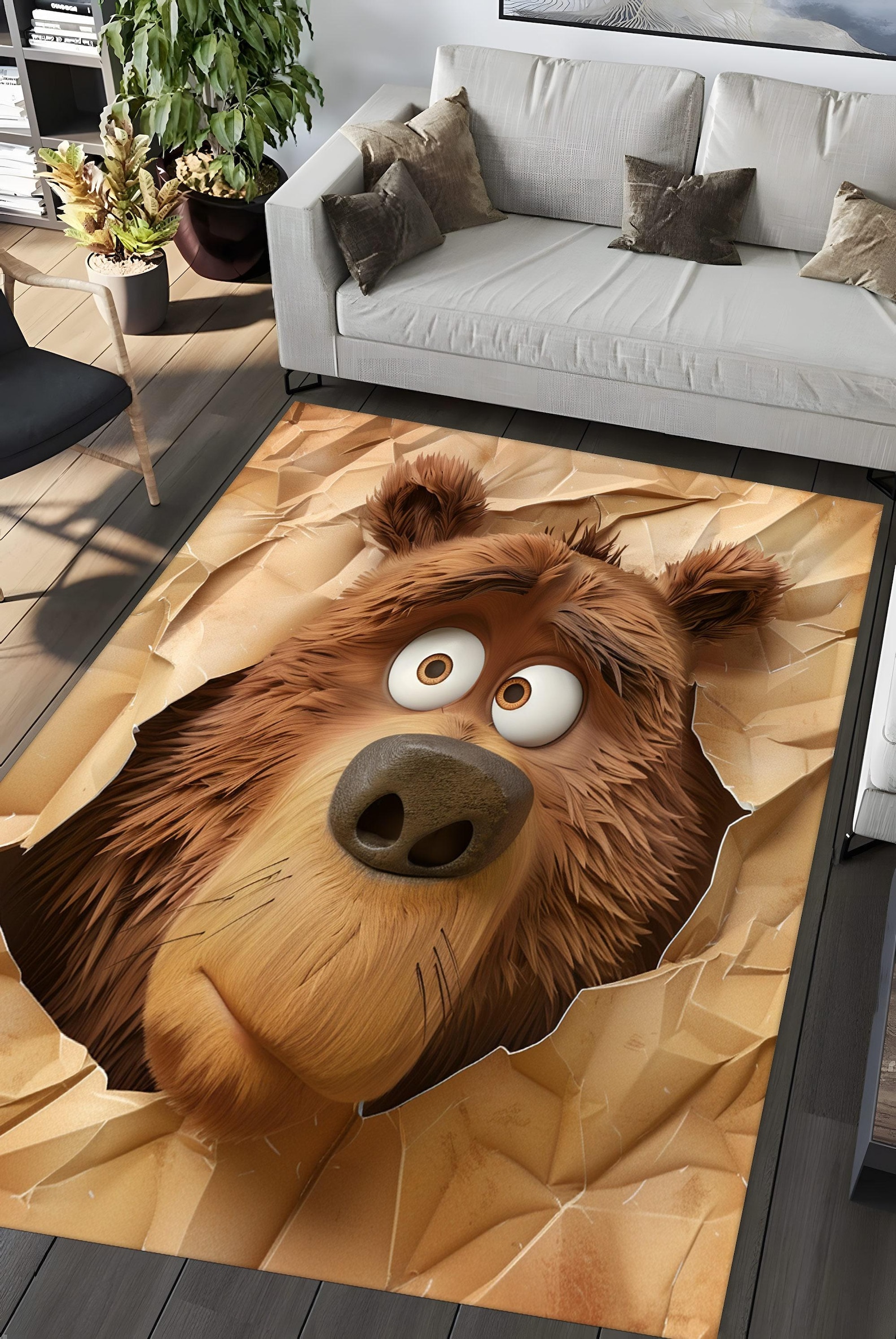 Bear Theme Rug, Bear Rug, 3D Rug, Animal Rug, Wildlife Rug, Living Room ...
