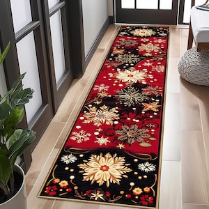 Camino de mesa navideño, alfombra navideña, alfombra navideña, alfombra navideña, alfombra decorativa navideña, alfombra navideña para pasillo, corredor, alfombra de área