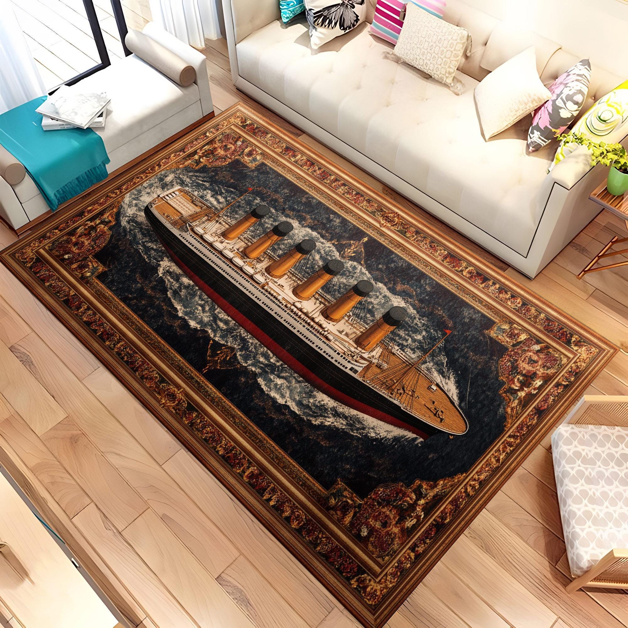 Titanic Ship Rug, Nautical Area Rug, Vintage Ocean Liner Carpet ...