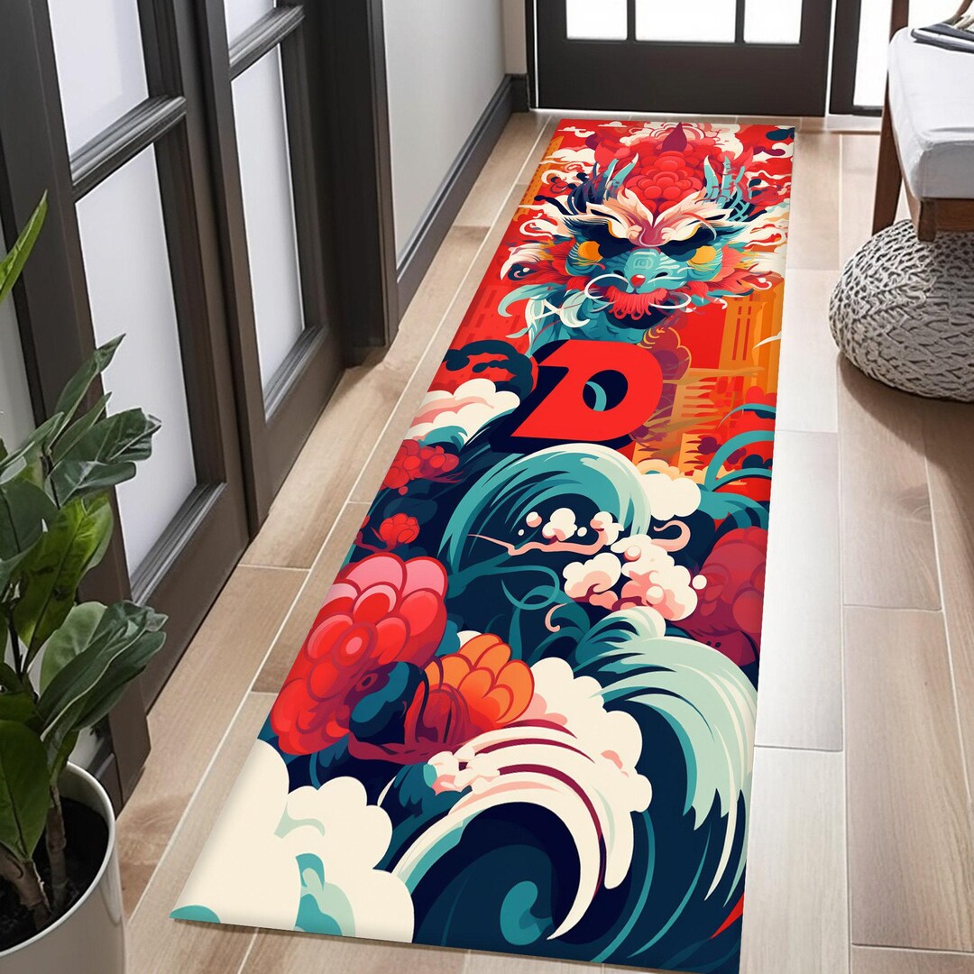 Chinese Dragon Rug, Dragon Rug, Colorful Rug, Cool Rug, Gift Rug, Gift ...