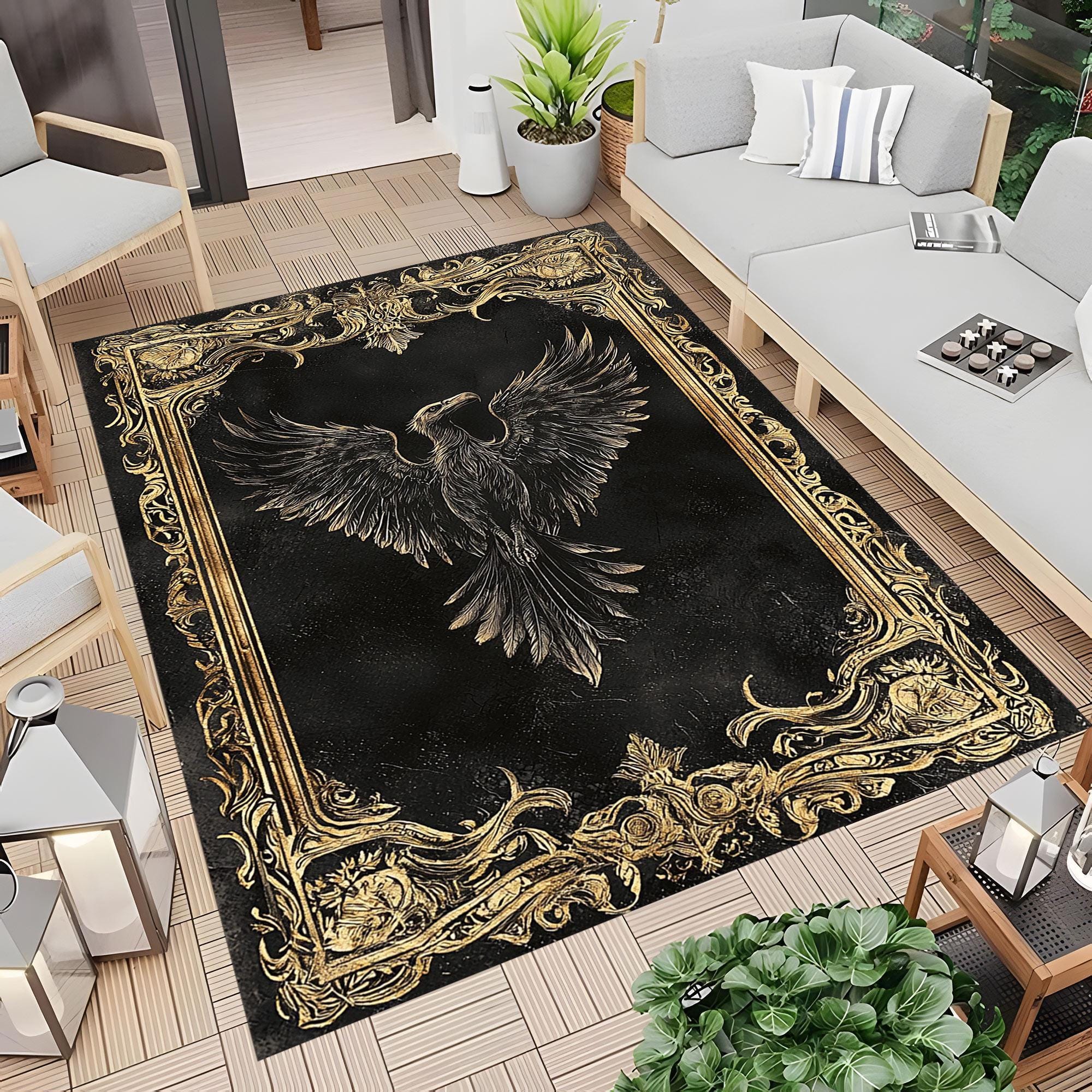 Personalized Gothic Crow Area Rug for Living Room, Bedroom, Office ...