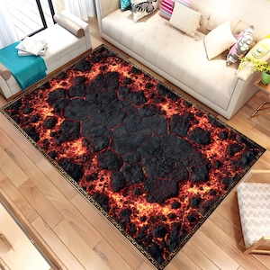 Lava Rug, Hot Lava Rug, Volcano Floor Rug, 3D Rug, Lava Pattern Rug, Floor is Hot Lava, Living Room Rug, Decor Rug, Cool Rug, Area Rug