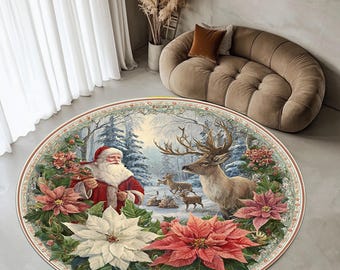 クリスマスラグ、クリスマスラウンドラグ、サンタクロースラウンドラグ