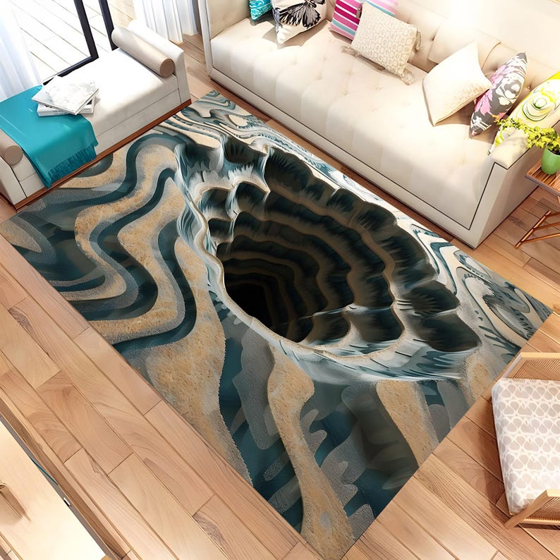 Optical Illusion Rug: 3D Deep Hole Design, Non-slip Area Rug - Etsy