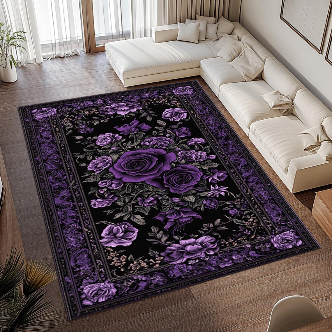 Rose Rug, Gothic Area Rug, Gothic Rug for Rose Decor, Gothic Rug for ...