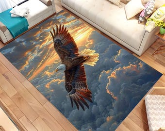 Eagle Rug: 3D Animal Print, Non-Slip Cotton Base