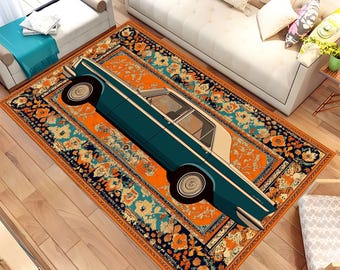 レトロなアメリカンマッスルカーラグ、ビンテージカーラグ、アメリカン
