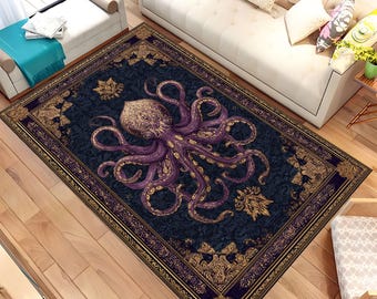 Vintage octopustapijt, octopustapijt, geweldig octopustapijt, dierlijk tapijt, woonkamertapijt, gothic decor, decortapijt, gepersonaliseerd cadeau, karpet