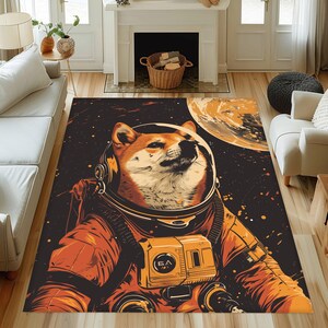 Space Doge Rug, Dog Design Rug, Dog Pattern, Animal Rug,  Living Room Rug, Gift For She, Decor Rug, Gift Rug, Cool Rug, Home Decor