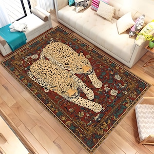 Leopard Print Area Rug: Boho Animal Decor, Wildlife Lovers