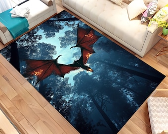 Dragon Rug, 3D Rug, Mythological Rug, Animal Rug, Dragon Pattern Rug, Living Room Rug, Decor Rug, Gift Rug, Cool Rug, Area Rug, Custom Rug