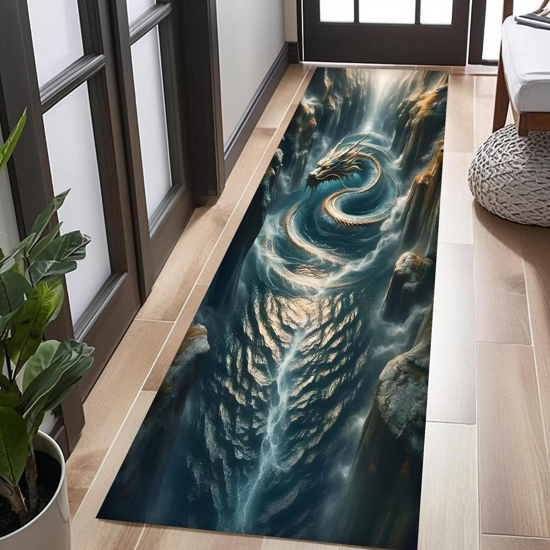 Dragon Rug, Mythological Rug, 3D Rug, Optical Illusion Rug, Gift Runner ...