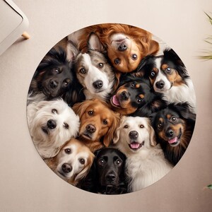 Dog Rug, Animal Rug, Pet Paw Rug, Dogs Design Rug, Cute Animal, Round Rug, Area Rug, Popular Rug, Non Slip Rug, Soft Rug, Cool Animals image 1