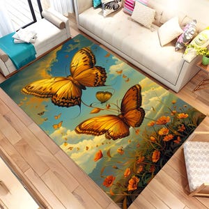 Butterfly Rug, Colored Butterfly Rug, Animal Rug, Colorful Rug, Golden Butterfly Design, Living Room Rug, Area Rug Decor Rug, Cool Rug