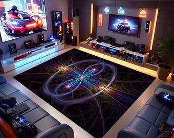 Neon Rug, Gaming Rug, Gaming Room Decor, Colorful Rug, Area Rug, Rugs For Gaming Room, Neon Look Rug, Rugs For Living Room, Gamer Rug
