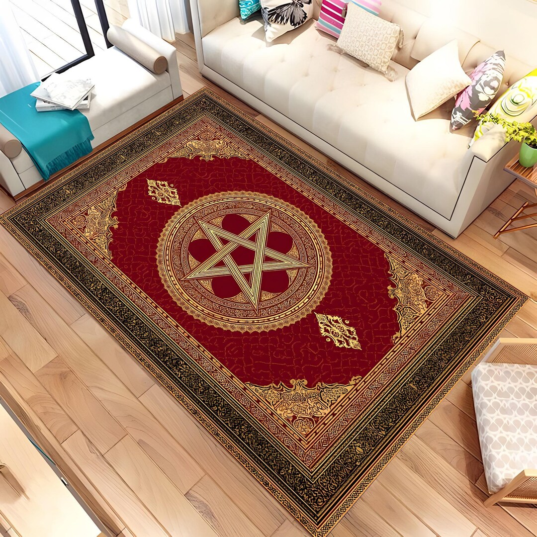 Pentagram Rug, Gothic Pentagram Rug, Protection Symbol Rug, Pentagram ...