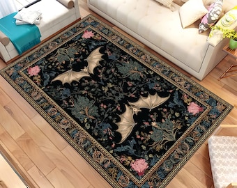 Bat Rug, Gothic Rug For Bat Decor, Gothic Rug For Goth Room Decor, Living Room Rug, Goth Decor, Decor Rug, Personalized Gift, Area Rug