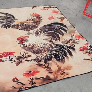 Red Rooster Rug, Rooster Rug, Eifel Themed Rug, Rooster Pattern Rug ...