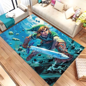 Legend of Zelda Rug: Game Room Decor, Fantasy Design