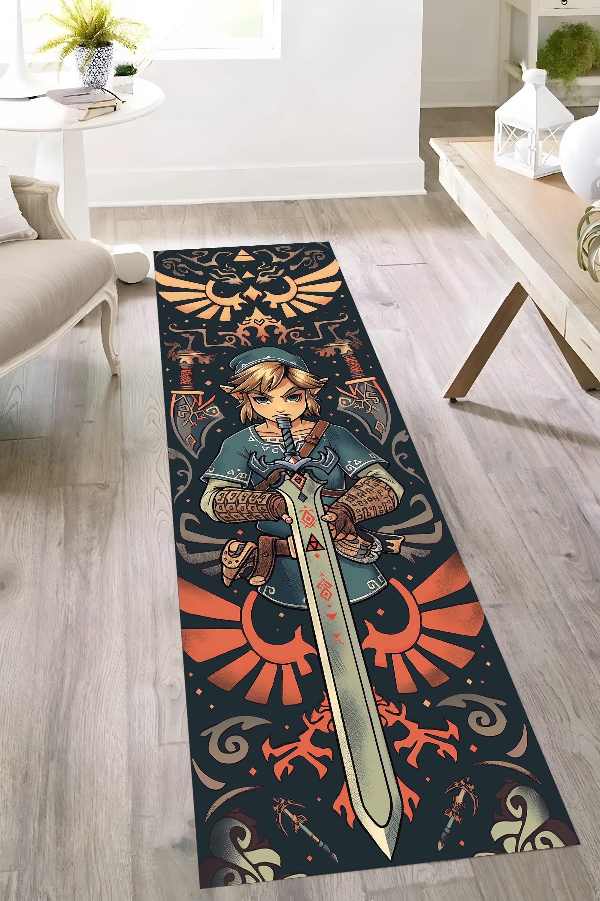 Zelda Legend Rug, Zelda Runner Rug, Runner Design Rug, Gaming Area