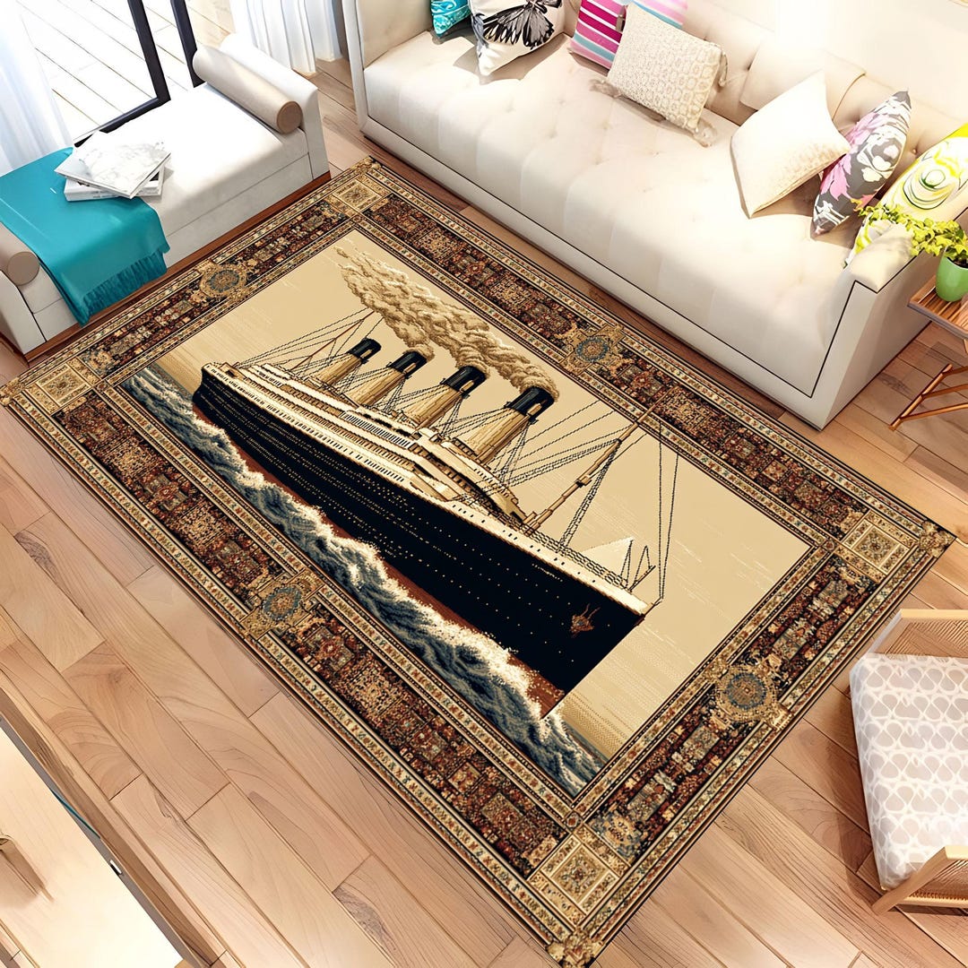 Titanic Ship Rug, Nautical Area Rug, Vintage Ocean Liner Carpet ...