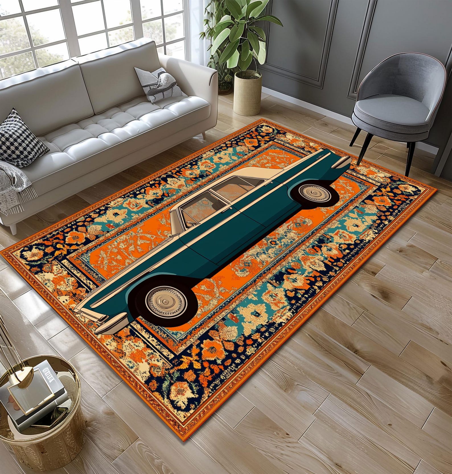 Auto Rugs Vintage Car Rug, Classic Car Rug, Car Lover Gift Rug, Retro Car Rug ...
